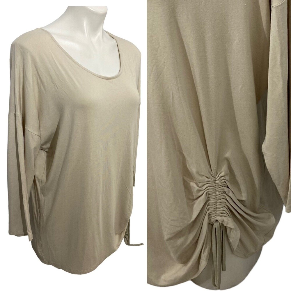 Melanie Lyne Womens Knit Top Size XL Ruched Side Tie Drop Sleeve Scoop Neck